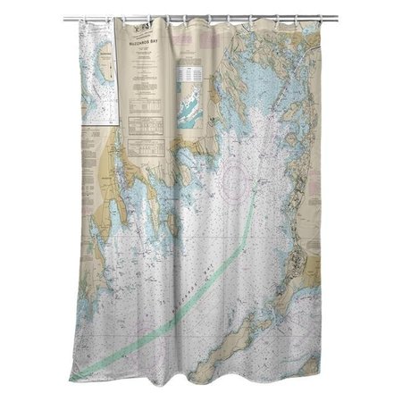 BETSY DRAKE Betsy Drake SH13230BB 70 x 72 in. Buzzards Bay; MA Nautical Map Shower Curtain SH13230BB